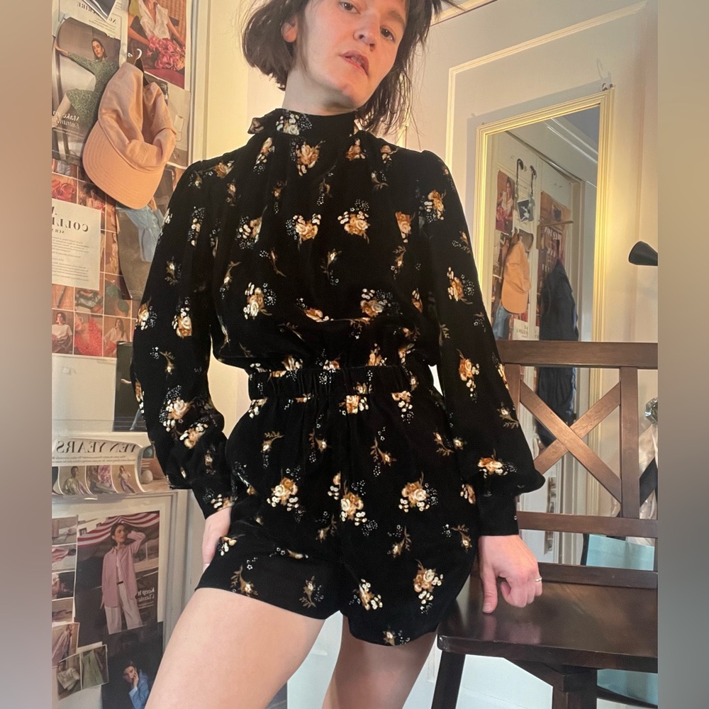Maje Inouk Floral Velvet Romper size 36 S